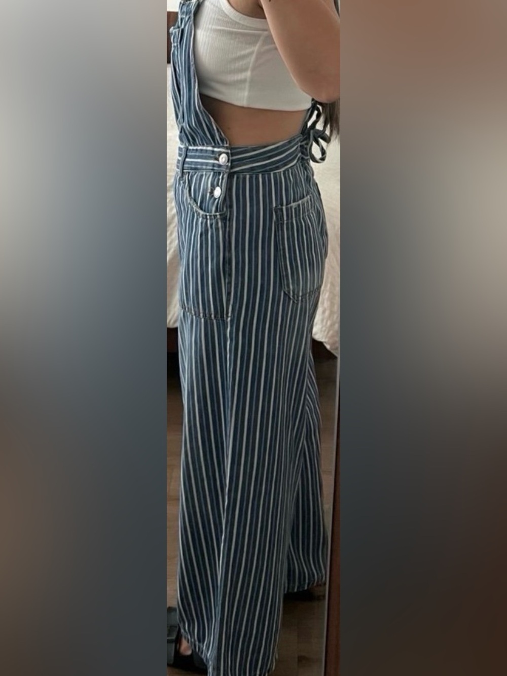 Kensie Jeans Drapey Denim 100% Cotton Cropped Tie Overalls in Medium- NWT - Picture 15 of 15